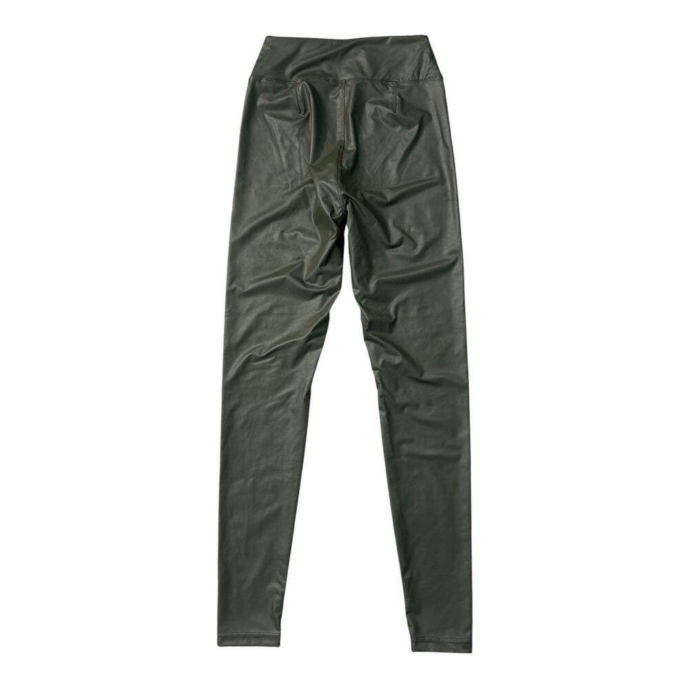 Aerie OFFLINE Real Luxe High Rise Faux Leather Leggings Festive Olive Size MED - Picture 3 of 8